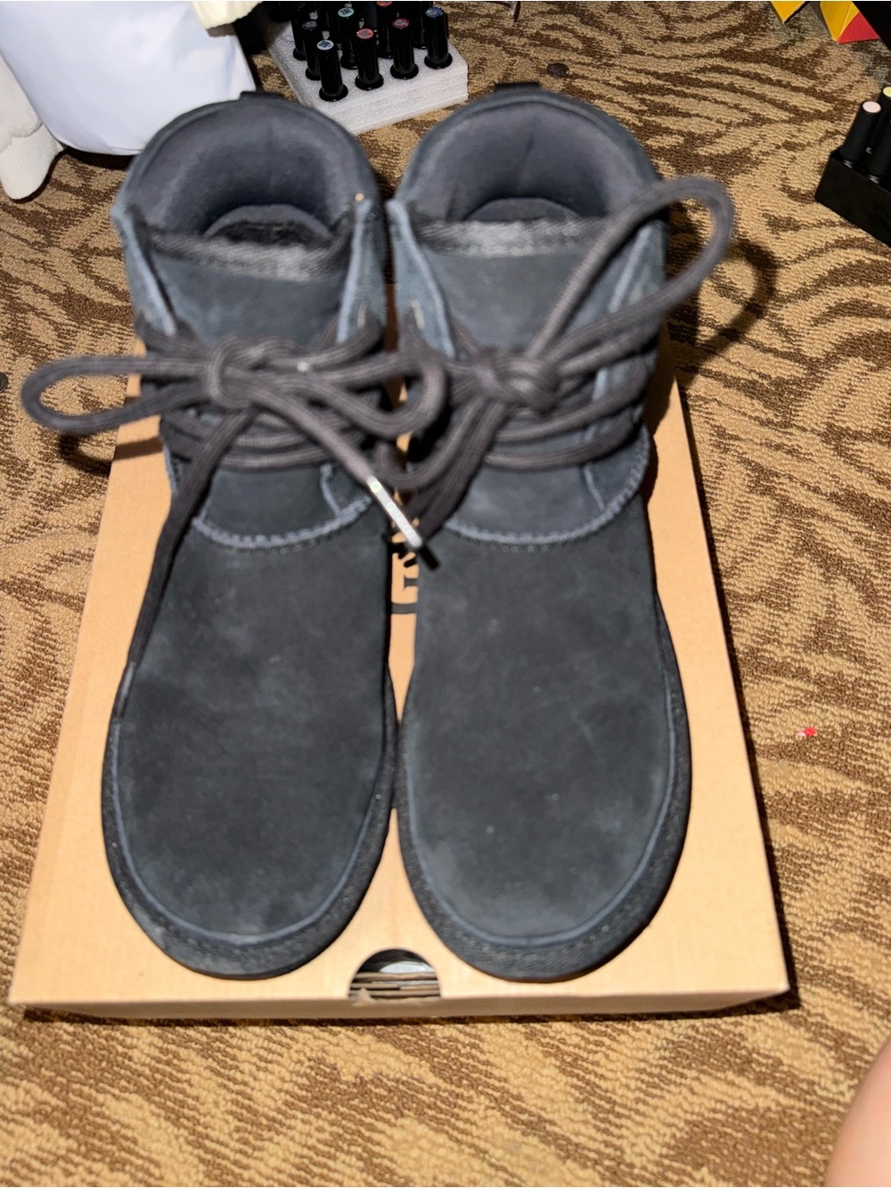 UGG Women's Black Lace-Up Suede Winter Boots